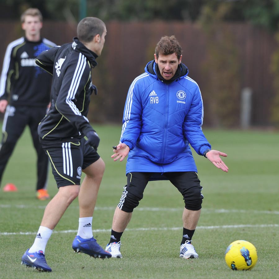 Andre Villas-Boas shouts during a training session