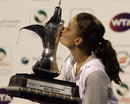 Agnieszka Radwanska kisses her new trophy