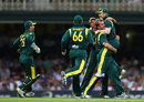 Australia celebrate Sachin Tendulkar's run-out