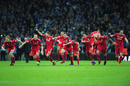 Liverpool players celebrate victory