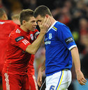 Steven Gerrard consoles his cousin Anthony Gerrard after his penalty miss