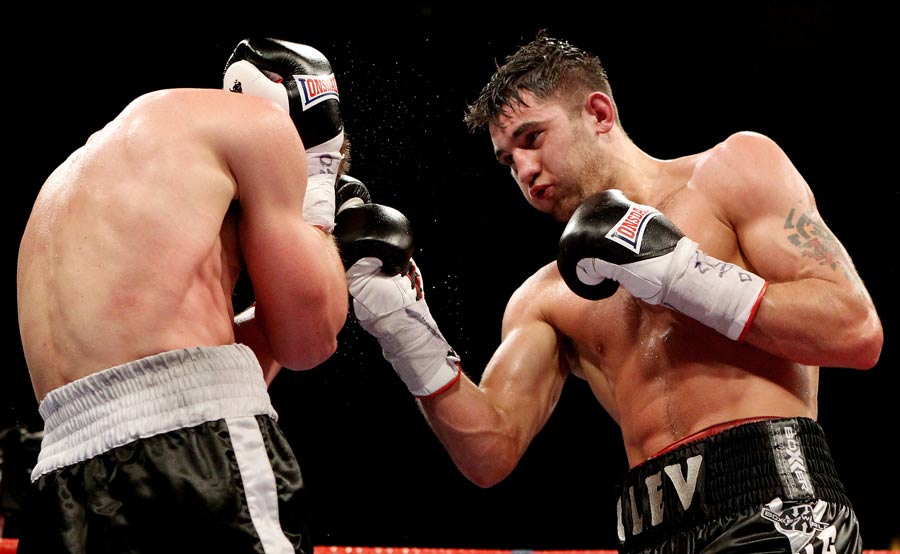 Nathan Cleverly lands an uppercut on Tommy Karpency