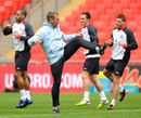 Stuart Pearce leads the England squad in training