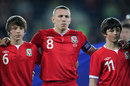 Craig Bellamy is flanked by Gary Speed's sons