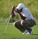 Tiger Woods composes himself