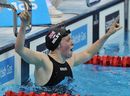 Hannah Miley celebrates victory in the 400m Individual Medley