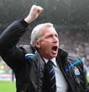 Alan Pardew rallies the fans before the match