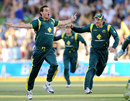 Clint McKay is pumped up after a wicket