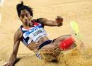 Yamile Aldama hits the sand pit