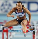 Jessica Ennis competes in the women's 60m hurdles