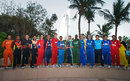 The captains of the 16 teams of the ICC World Twenty20 Qualifier 2012 pose with the trophy