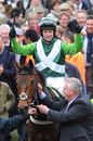 Noel Fehily celebrates the win of Rock On Ruby in the Champion Hurdle
