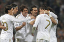 Real Madrid players congratulate Cristiano Ronaldo