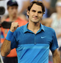 Roger Federer celebrates victory