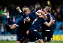 Millwall players celebrate their first goal