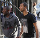 Ashley Cole and Shaun Wright-Phillips arrive at the London Chest Hospital to visit Fabrice Muamba
