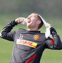 Paul Scholes shares a joke in Manchester United training