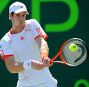 Andy Murray leans into a backhand