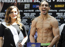 Danny Garcia shares a joke during the weigh-in 