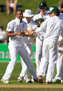 South Africa get together after one of Vernon Philander's wickets