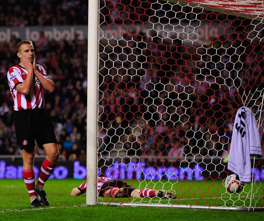 Lee Cattermole shows his frustration after seeing David Vaughan score an own goal