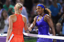 Serena Williams shakes hands with Caroline Wozniacki