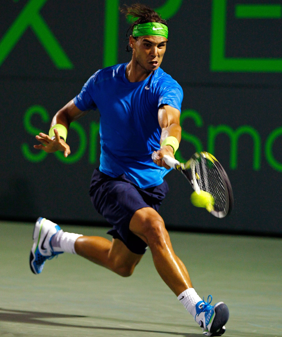 Rafael Nadal tracks down a forehand
