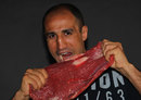 Arthur Abraham prepares to take a bite out of a piece of meat