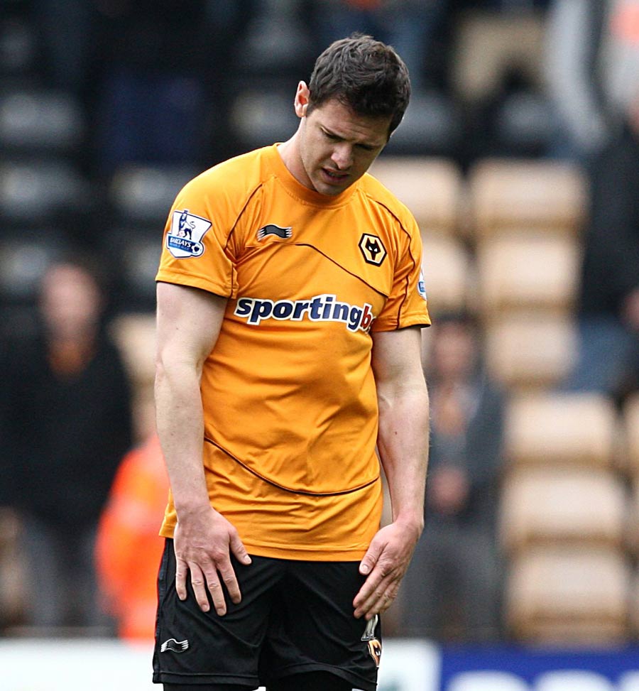 Matt Jarvis looks despondent after Wolves' defeat