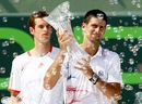 Novak Djokovic celebrates his win over Andy Murray