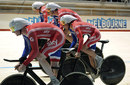 Ed Clancy, Peter Kennaugh, Andrew Tennant and Geraint pump the pedals