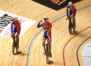 Great Britain celebrate victory in the Team Pursuit 