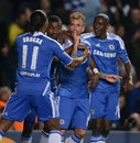 Raul Meireles celebrates with his Chelsea team-mates