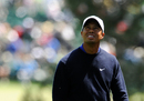 Tiger Woods looks to the skies after a difficult hole