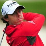 Rory McIlroy eyes a drive