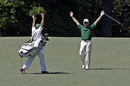 Louis Oosthuizen celebrates his albatross at the second