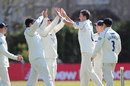 Sussex's Steve Magoffin celebrates taking a wicket