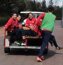 Robin van Persie, Andre Santos and Marouane Chamakh share a laugh