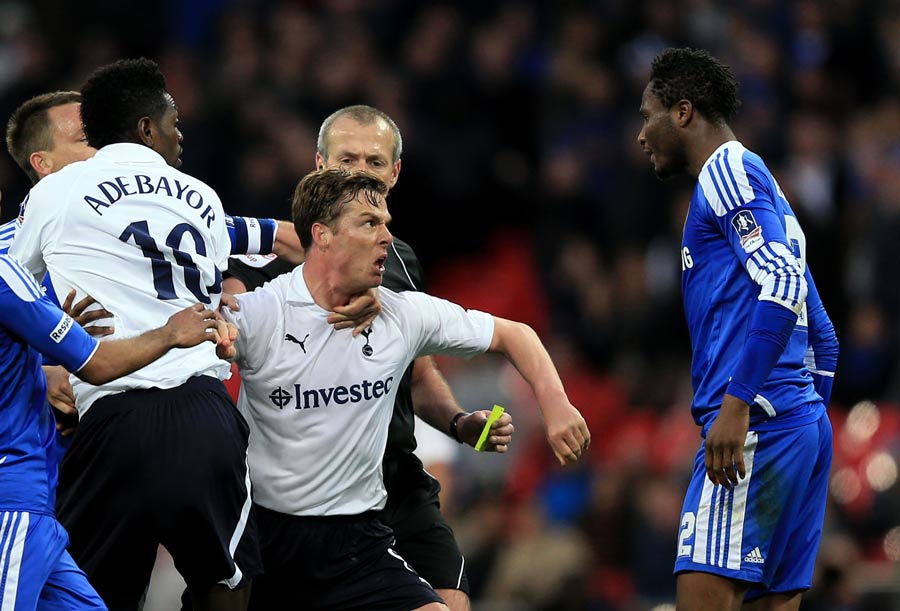 Scott Parker reacts angrily to John Obi Mikel