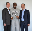 Fabrice Muamba with the doctors who saved his life