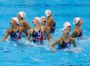 The Australian Olympic synchronised swimming team practices