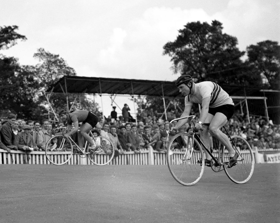 Italy's Mario Ghella, pipped Britain's Reg Harris to gold in the men's 1,000 metres at Herne Hill 