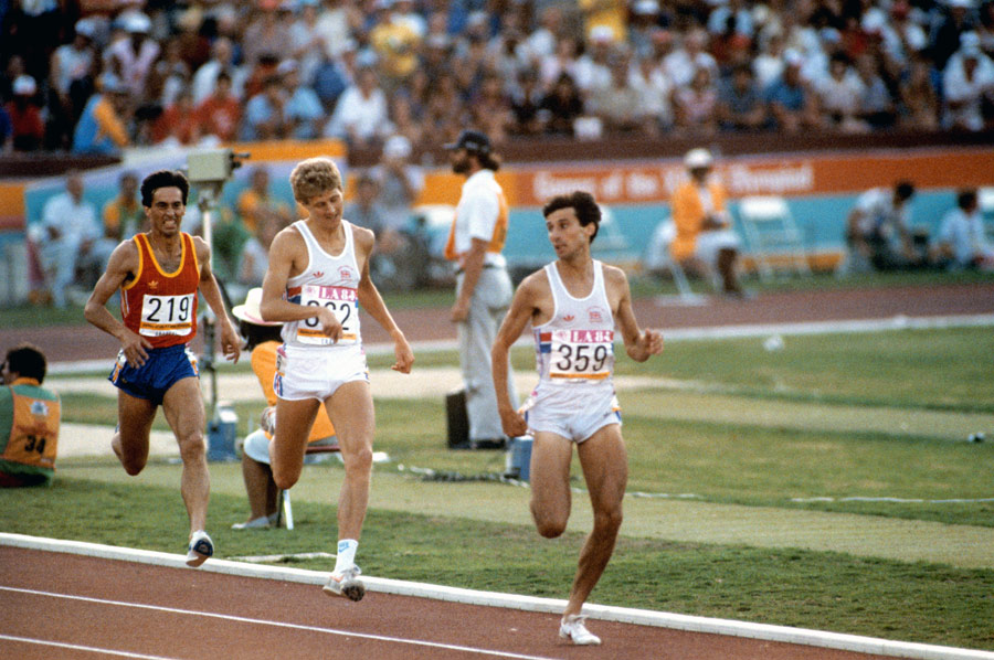 Sebastian Coe had Steve Cram covered as he sprinted to gold in the 1500m