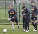 Wayne Rooney enjoys a laugh during a first team training session