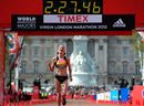 Great Britian's Claire Hallissey finishes the women's race