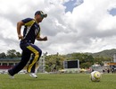 David Warner during a training session in Roseau