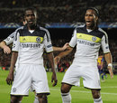 Didier Drogba runs to congratulate Ramires