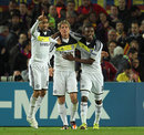 Chelsea players celebrate Fernando Torres' late goal