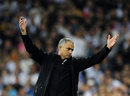 An exasperated Jose Mourinho raises his hands