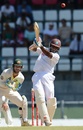 Shivnarine Chanderpaul drives down the ground and in the air